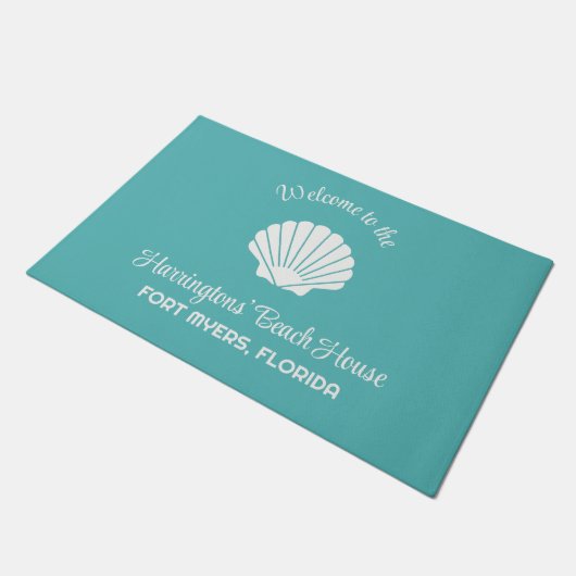 Aangepaste naam, locatie en kleur Seashell Deurmat (Schuin)