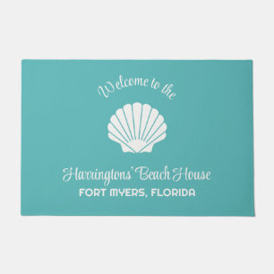 Aangepaste naam, locatie en kleur Seashell Deurmat