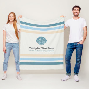 Aangepaste Naam & Locatie Strandhuis Fleece Deken