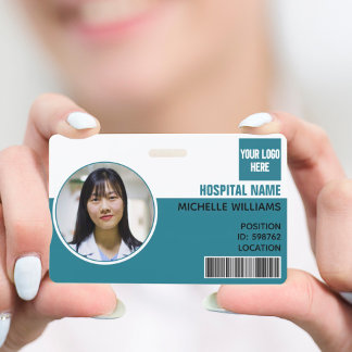 Aangepaste naam logo barcode ID van werknemersfoto Badge