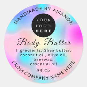 Aangepaste naam Logo Butter Cosmetics Holograf P Ronde Sticker