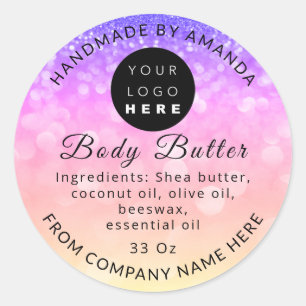 Aangepaste naam Logo Butter Cosmetics Holograf P Ronde Sticker