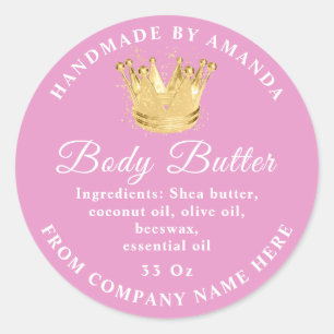 Aangepaste naam Logo Butter Scrub Gold Pink Ronde Sticker