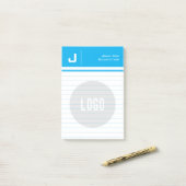 Aangepaste naam & Logo Clean Simple Minimalist Azu Post-it® Notes (Op bureau)