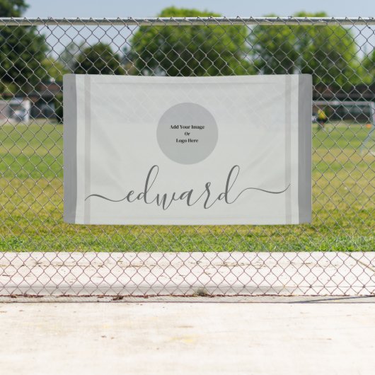 Aangepaste naam & logo Eenvoudig grijs Spandoek (Insitu)