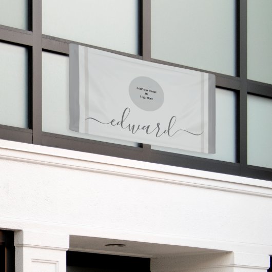 Aangepaste naam & logo Eenvoudig grijs Spandoek (Buitenkant Gebouw)