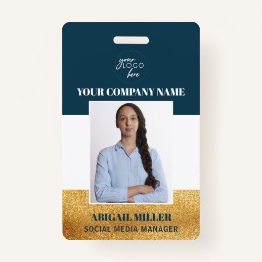 Aangepaste naam Logo foto groene ID-kaart foto Badge (Voorkant)