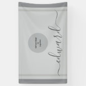 Aangepaste naam & Logo Simple Grey Spandoek (Verticaal)