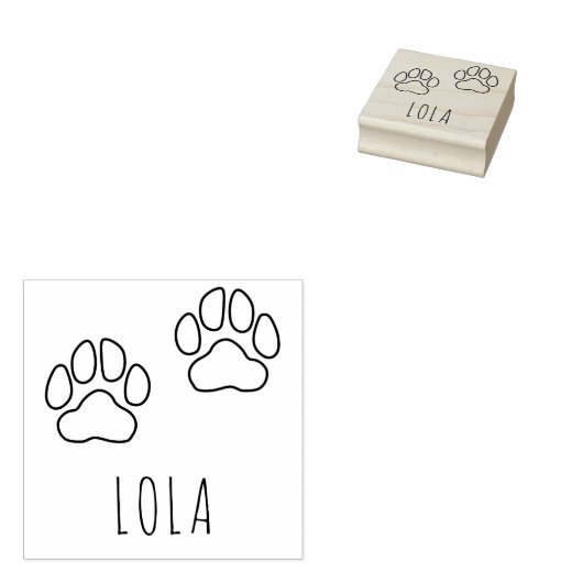 Aangepaste naam Lola Paw Print Outline Stempel (Gestempeld)