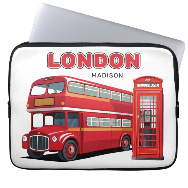 Aangepaste naam Londen Engeland Laptop Sleeve (Voorkant)