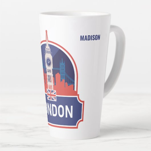 Aangepaste naam Londen Latte Mok (Rechterhoek)