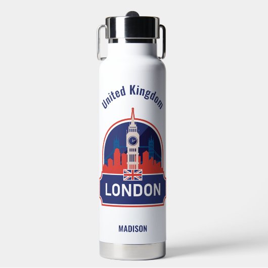 Aangepaste naam Londen Waterfles (Voorkant)