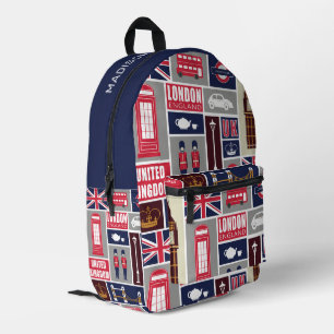 Aangepaste naam London UK Icons Bedrukte Rugzak