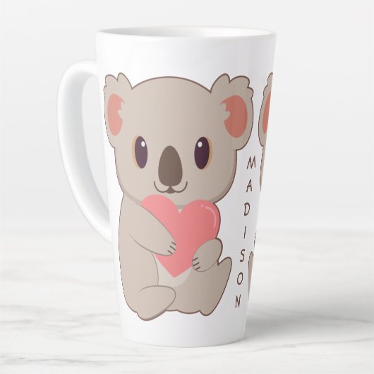 Aangepaste naam Love Koala Latte Mok (Linkerhoek)