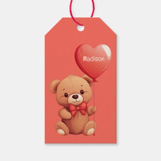 Aangepaste naam Love Teddy Cadeaulabel (Voorkant)