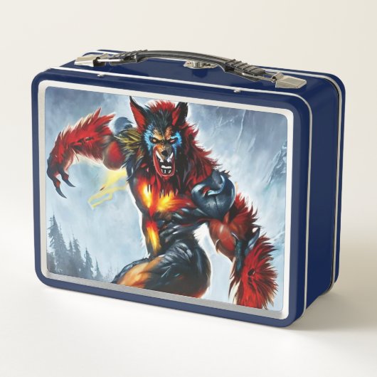 Aangepaste naam lunchbox, kleurrijk waren Wolf Hal (Achterkant)