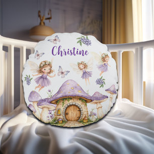 Aangepaste Naam Magic Fairies Paarse Tuin Rond Kussen