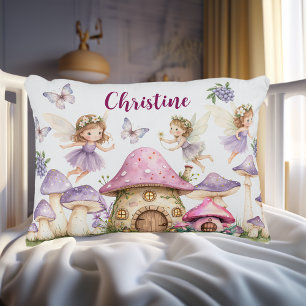 Aangepaste Naam Magic Fairies Roze Paddenstoelen Accent Kussen