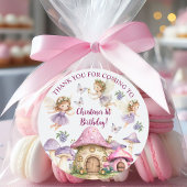 Aangepaste Naam Magic Fairies Roze Paddenstoelen V Ronde Sticker