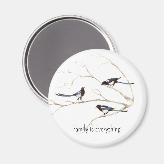 Aangepaste naam Magpie Bird Family is alles Magneet (Voorkant / Achterkant)