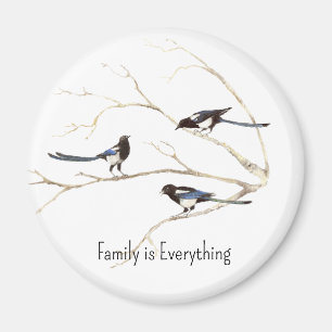 Aangepaste naam Magpie Bird Family is alles Magneet