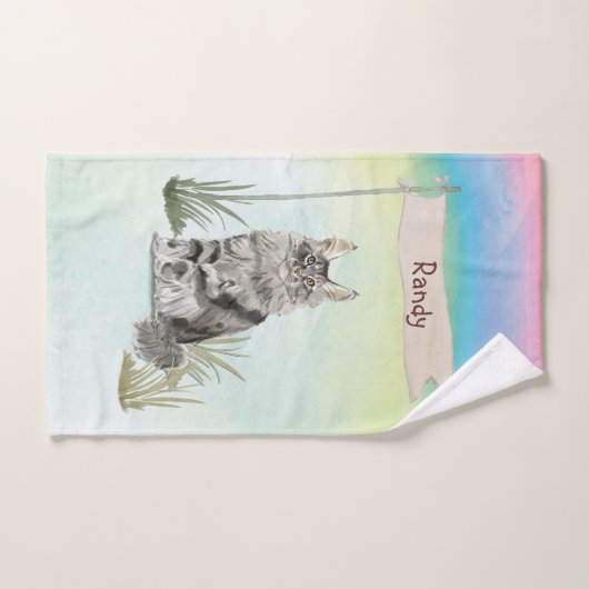 Aangepaste naam Maine Coon Cat Pet Bad Handdoek (Handdoek)