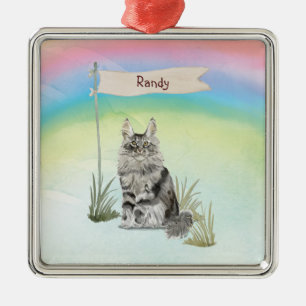 Aangepaste naam Maine Coon Cat Pet Metalen Ornament