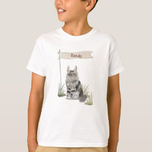 Aangepaste naam Maine Coon Cat Pet T-shirt