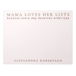 Aangepaste naam Mama List Lover Minimalist Pastel Notitieblok