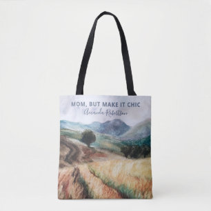 Aangepaste Naam Mama Quote Waterverf Chic Blauw Ge Draagtas