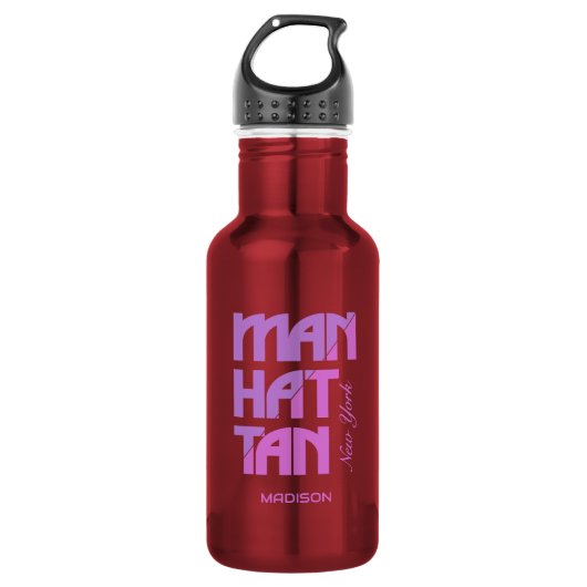Aangepaste naam Manhattan New York Waterfles (Voorkant)