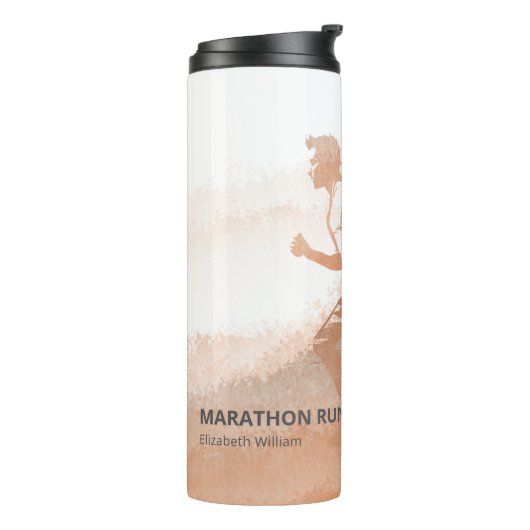 Aangepaste naam Marathon Runner Gift Thermosbeker (Gedraaid links)