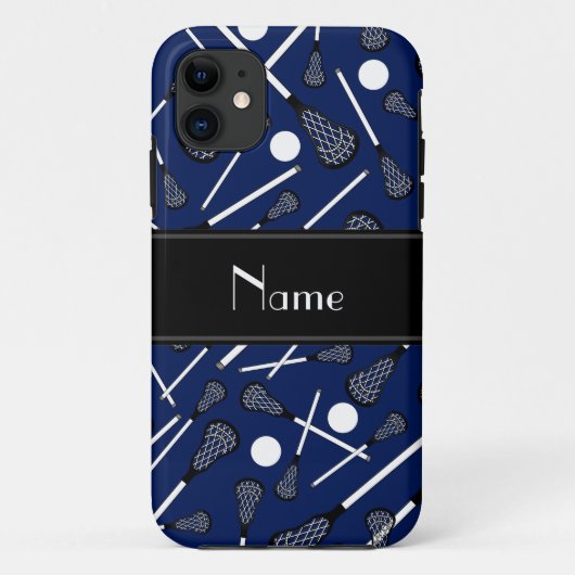 Aangepaste naam marineblauwe lacrosse Case-Mate iPhone case (Achterkant)