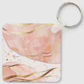 Aangepaste Naam Marmer Roos Gold Sleutelhanger (Achterkant)