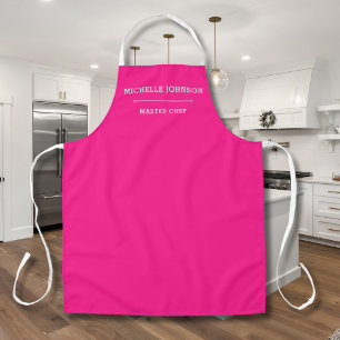 Aangepaste Naam Master Chef Helder Roze & Wit Scho Schort
