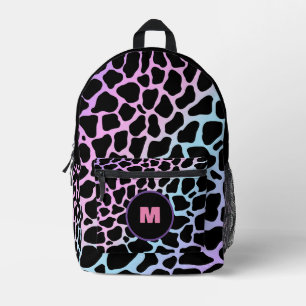Aangepaste naam meerkleuren dierprint koeienvlekke bedrukte rugzak