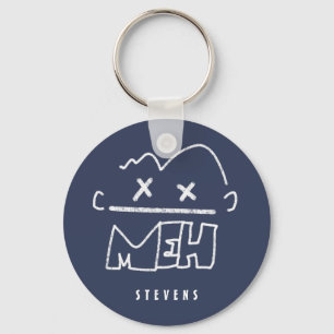 Aangepaste naam Meh Funny Face Emoji Sleutelhanger