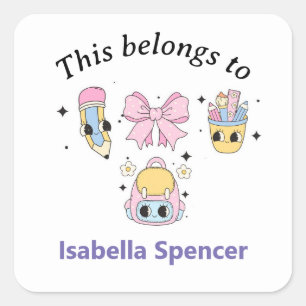 Aangepaste naam Meisje Schattige Dit behoort tot Vierkante Sticker