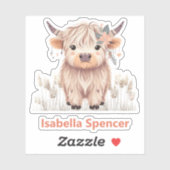 Aangepaste Naam Meisje Schattigee Moderne Hoogland Sticker (Vel)