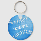aangepaste naam meisjes blauwe softball sleutelhanger (Achterkant)