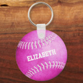 aangepaste naam meisjes roze softball sleutelhanger (Voorkant)