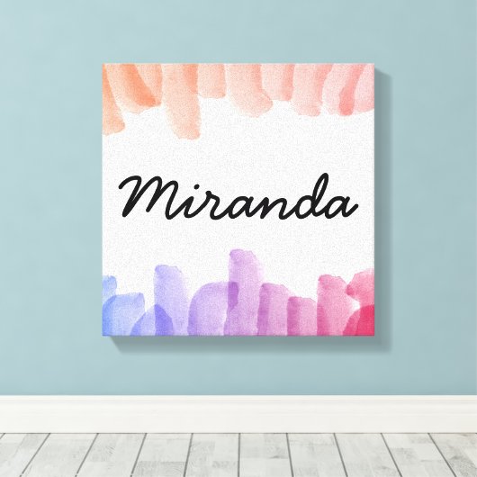 Aangepaste naam Meisjespasta-Waterverf schilderen Canvas Afdruk (Insitu (Houten vloer))
