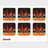 Aangepaste naam: Merch Flames Rock & Roll Music Vierkante Sticker (Vel)