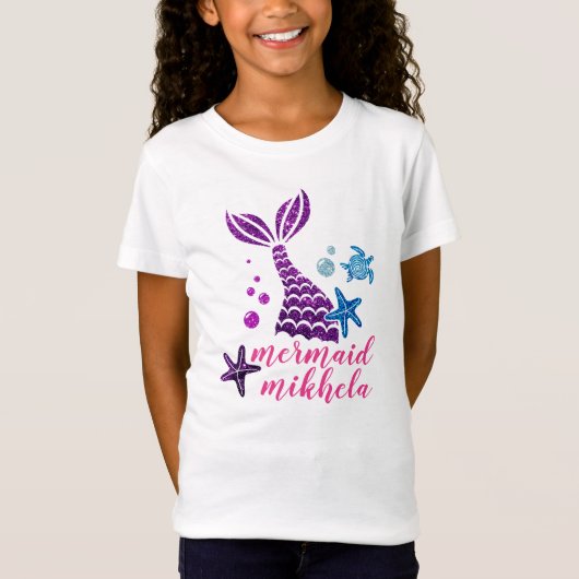 Aangepaste naam Mermaid Unicorn Aangepaste Zeemeer T-shirt (Voorkant)