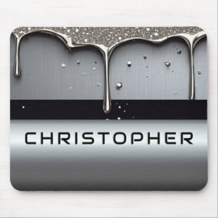 Aangepaste naam met druipend vloeibaar metaal muismat