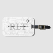 aangepaste naam met geïndividualiseerde monogram bagagelabel (Voorkant (horizontaal))