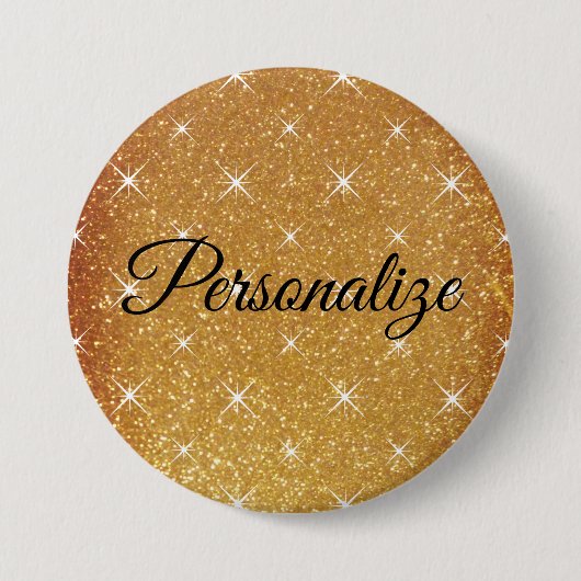 Aangepaste naam met goudglitter grote pinback ronde button 7,6 cm (Voorkant)