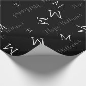 Aangepaste naam met initialen - Zwart Cadeaupapier (Hoek)