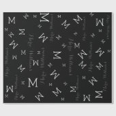 Aangepaste naam met initialen - Zwart Cadeaupapier (Vlak)