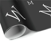 Aangepaste naam met initialen - Zwart Cadeaupapier (Rol Hoek)